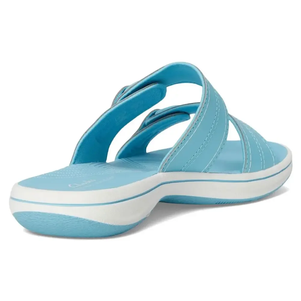 NEW Clarks 9 Breeze Maye Sky Blue Sandals Slide Cloudsteppers Comfort Walking - Picture 6 of 11
